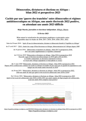 Démocraties, dictatures et élections en Afrique : bilan 2022 et perspectives 2023